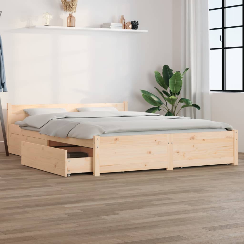 Cama sin colchón madera maciza de pino blanca 180x200 cm