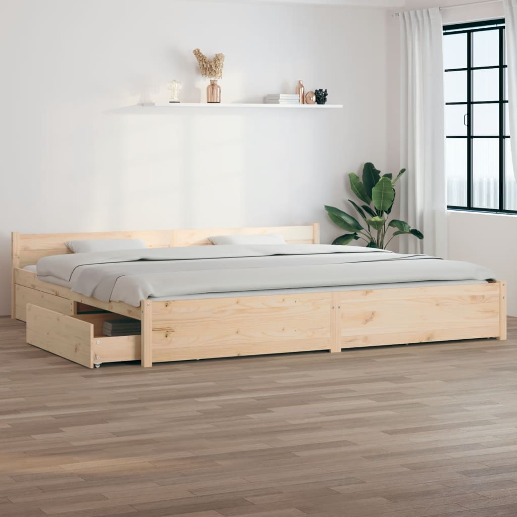 Cama sin colchón madera maciza de pino blanca 180x200 cm