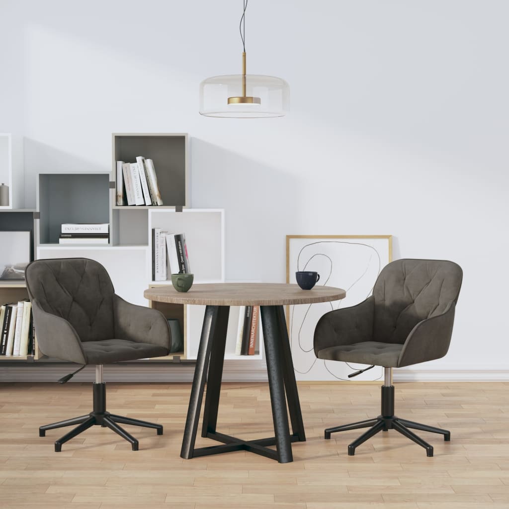 Sillas de comedor giratorias 2 uds de terciopelo gris claro
