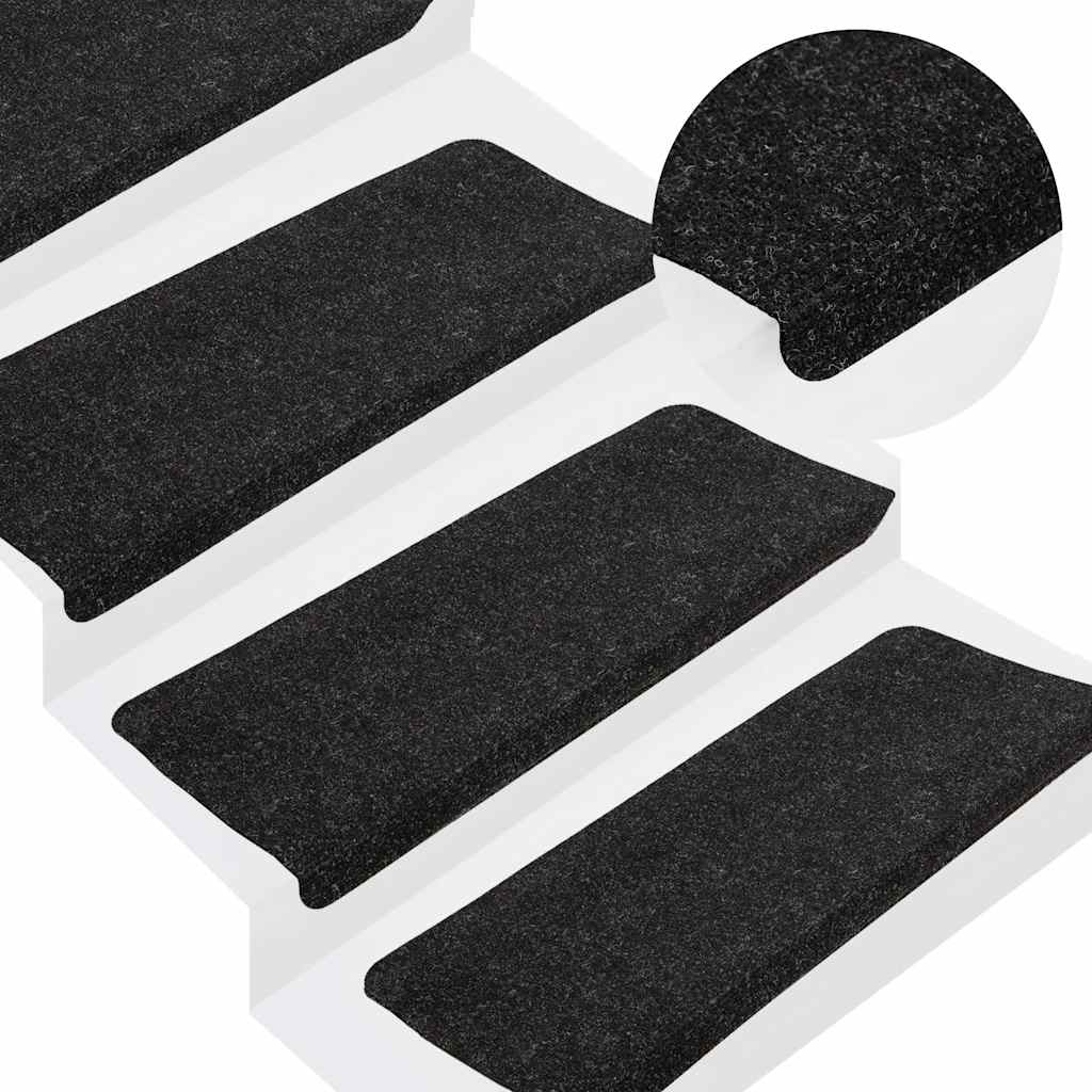 Alfombra autoadhesiva escalera sisal 15 uds antracita 56x17x3cm