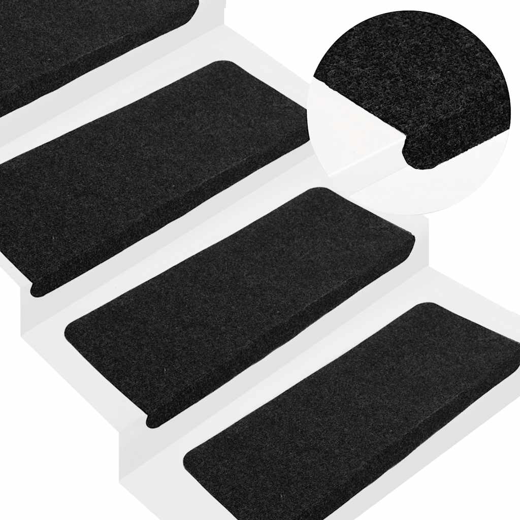 Alfombra autoadhesiva escalera sisal 15 uds antracita 56x17x3cm