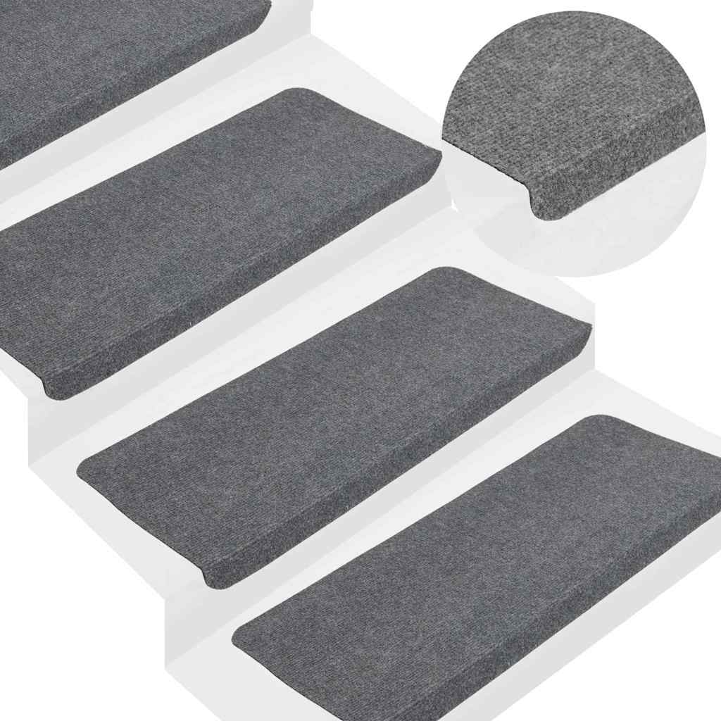 Alfombra autoadhesiva escalera sisal 15 uds antracita 56x17x3cm