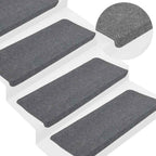 Alfombra autoadhesiva escalera sisal 15 uds antracita 56x17x3cm