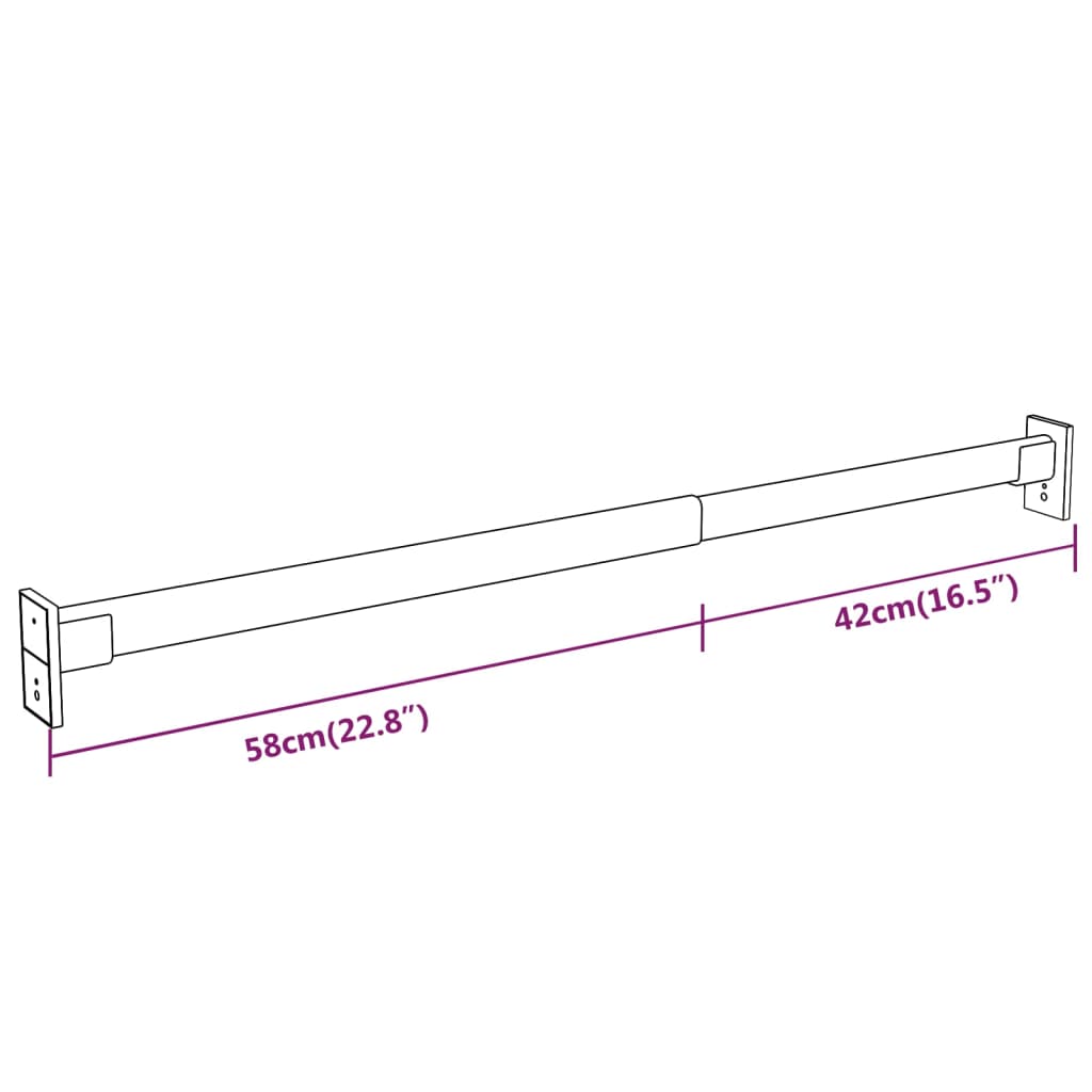 Rieles para armario telescópicos 2 unidades plateado 58-100 cm