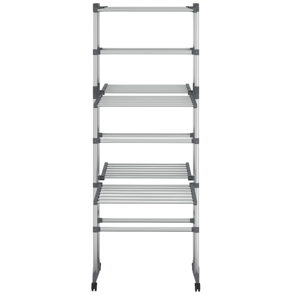 Tendedero de 3 niveles con ruedas plateado 60x70x129 cm