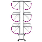 Tendedero de 3 niveles con ruedas plateado 60x70x129 cm