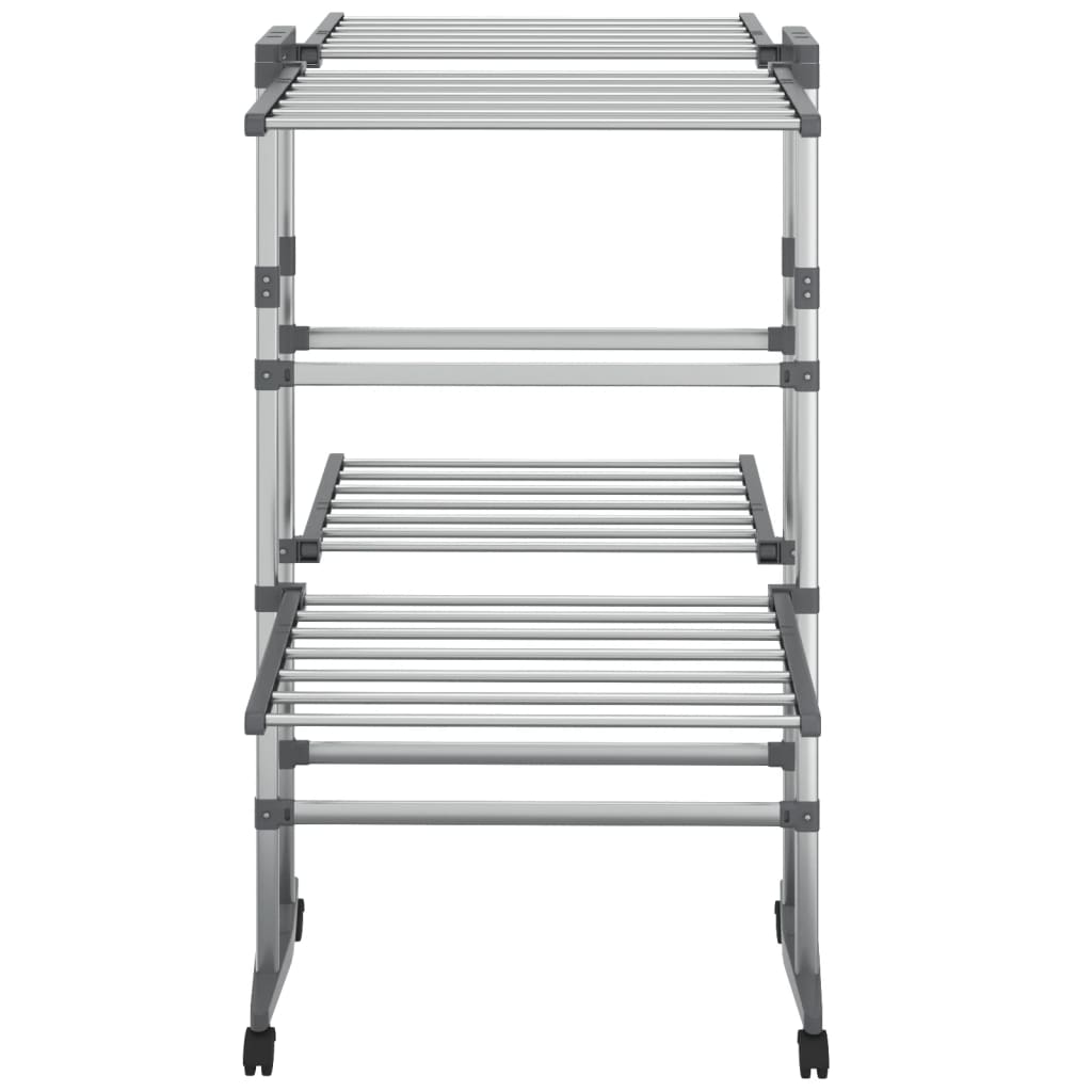 Tendedero de 2 niveles con ruedas plateado 60x70x106 cm