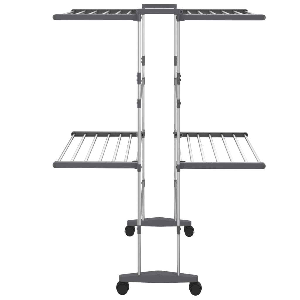 Tendedero de 2 niveles con ruedas plateado 60x70x106 cm