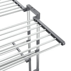 Tendedero de 2 niveles con ruedas plateado 60x70x106 cm