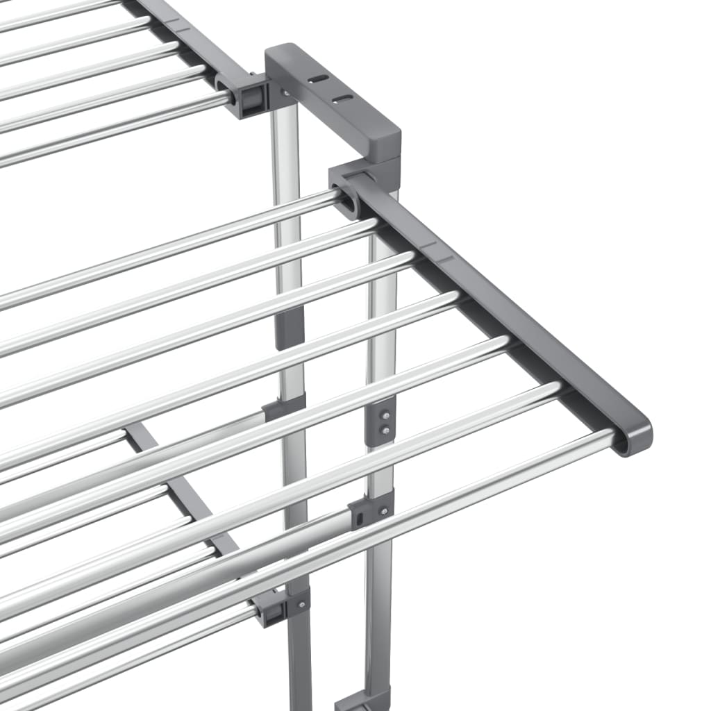 Tendedero de 2 niveles con ruedas plateado 60x70x106 cm