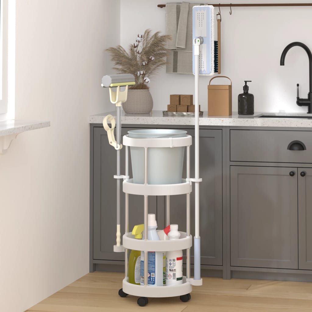 Carrito de limpieza con cesto de almacenaje aluminio