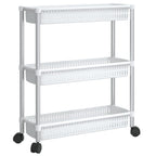 Carrito de almacenaje de 3 alturas aluminio plateado y blanco