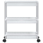 Carrito de almacenaje de 3 alturas aluminio plateado y blanco