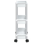 Carrito de almacenaje de 3 alturas aluminio plateado y blanco
