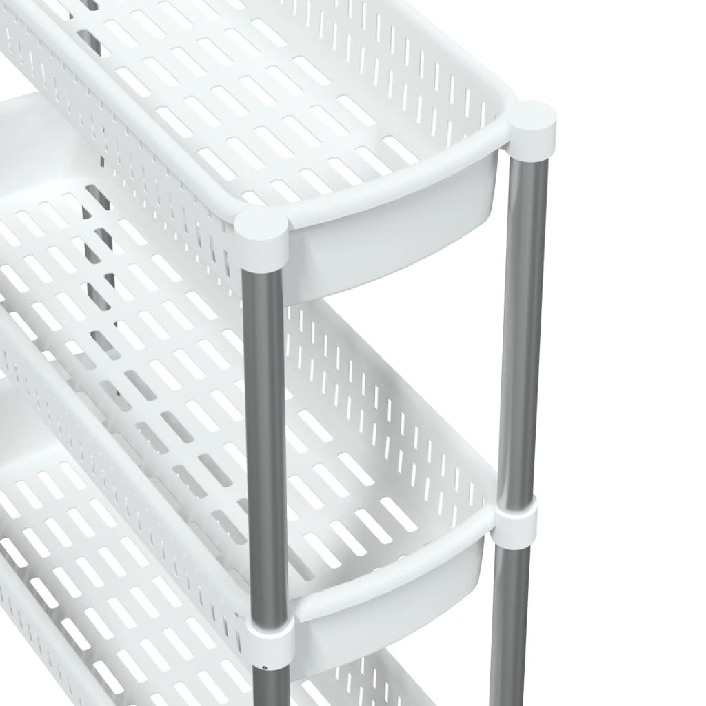 Carrito de almacenaje de 3 alturas aluminio plateado y blanco