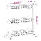 Carrito de almacenaje de 3 alturas aluminio plateado y blanco