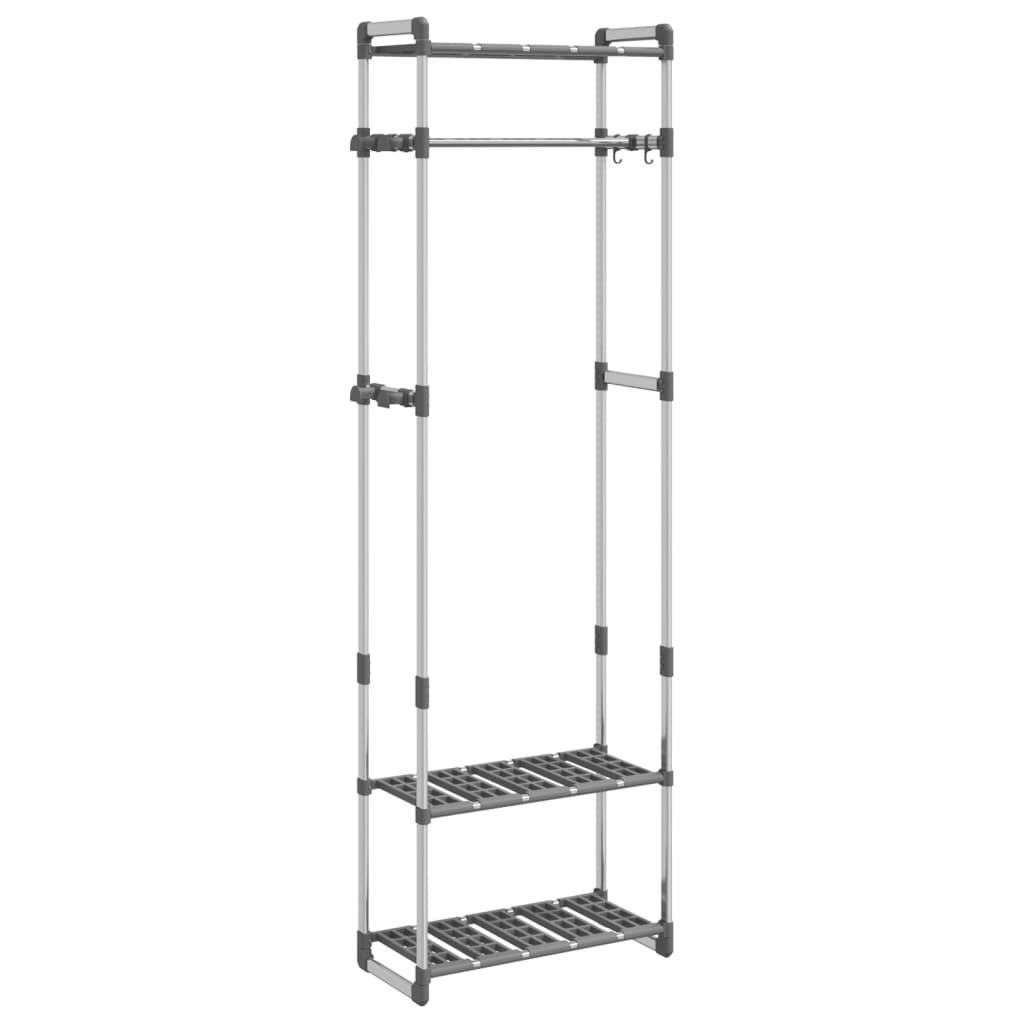 Estantería para ropa 3 alturas aluminio plateado 59x29x192 cm