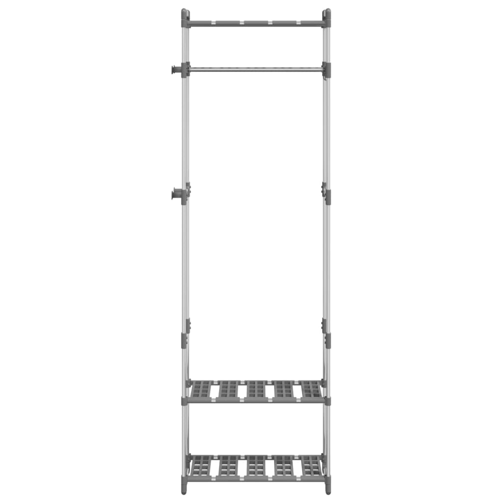 Estantería para ropa 3 alturas aluminio plateado 59x29x192 cm