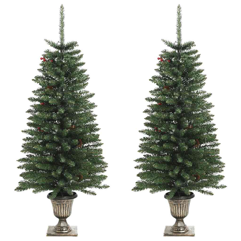 Árboles de Navidad artificiales 2 uds corona, guirnalda y LED