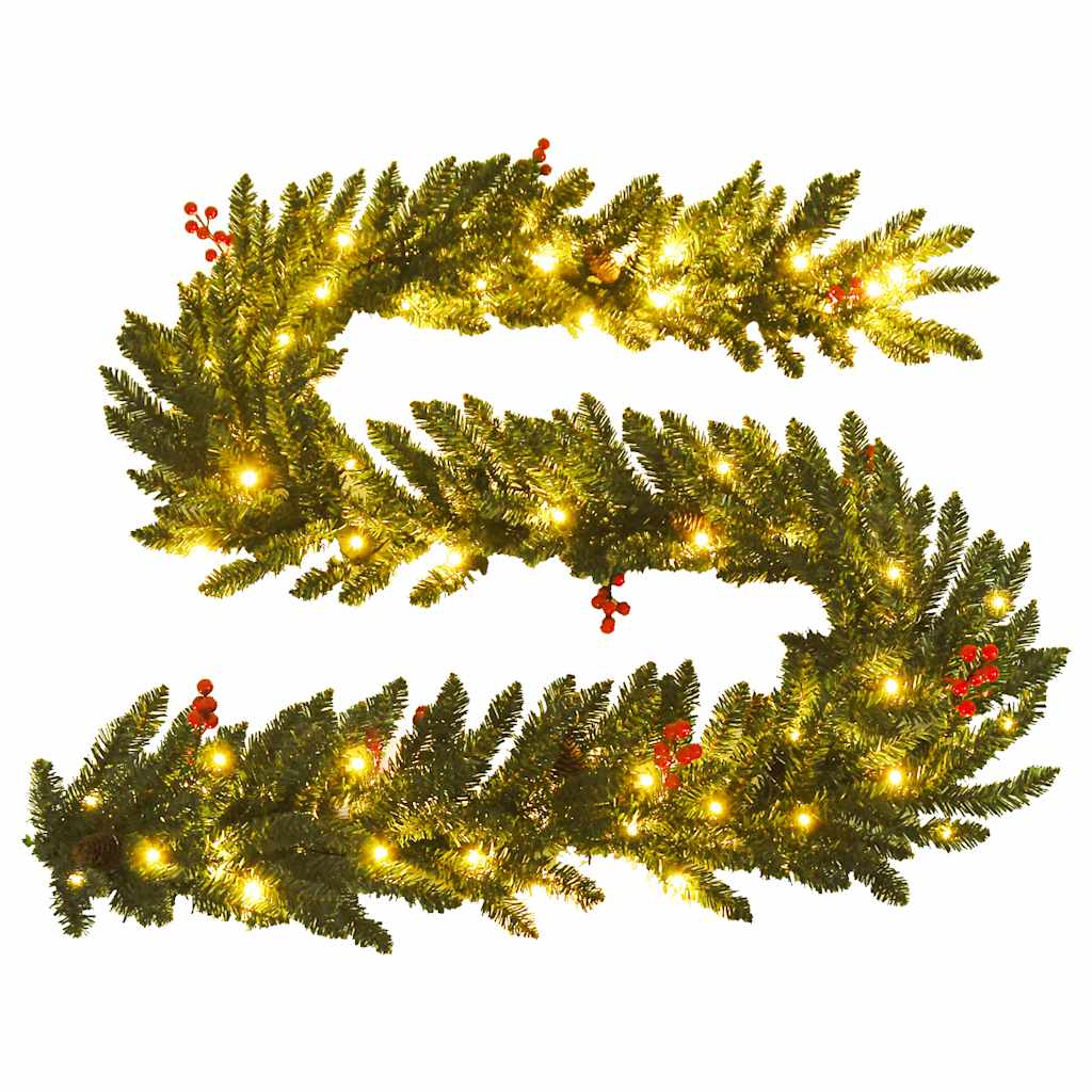 Árboles de Navidad artificiales 2 uds corona, guirnalda y LED