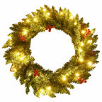 Árboles de Navidad artificiales 2 uds corona, guirnalda y LED