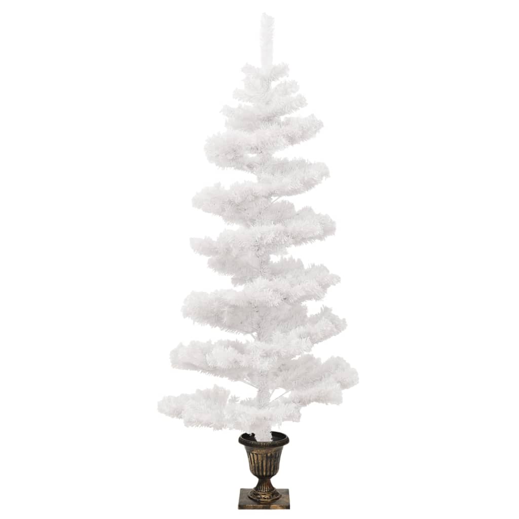Árbol de Navidad en espiral con luces y macetero blanco 120 cm