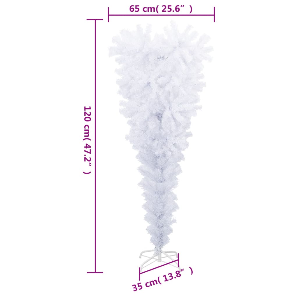 Árbol de Navidad artificial al revés con soporte blanco 120 cm