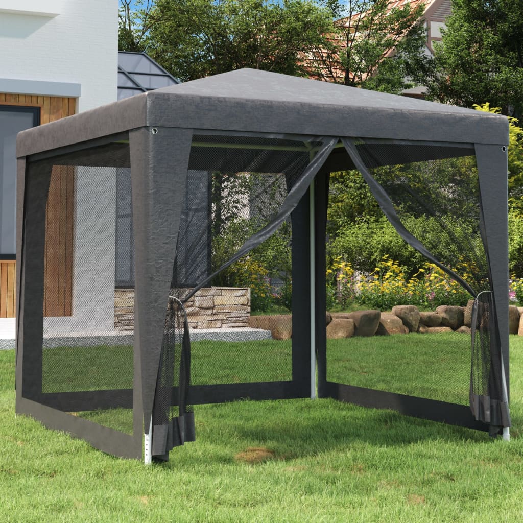 Carpa para fiestas 10 paredes de malla HDPE gris antracita 6x4m