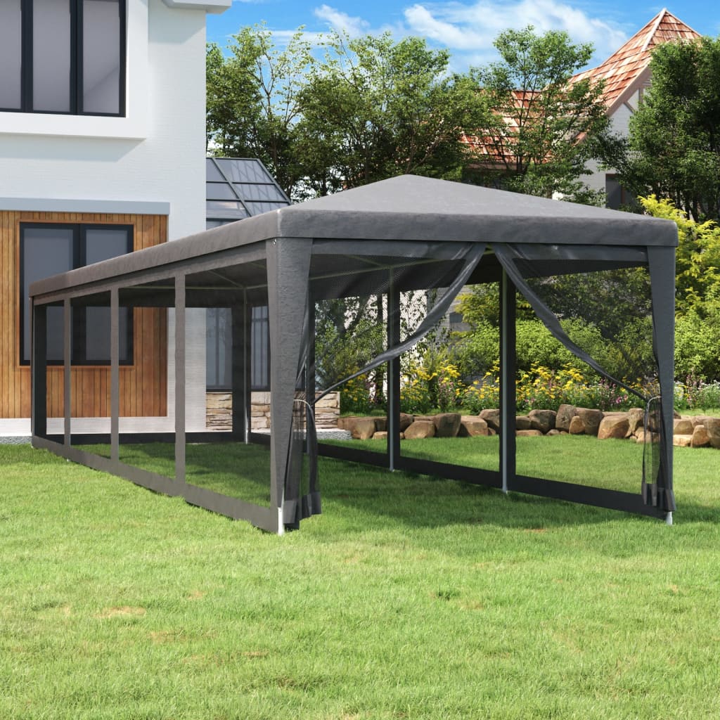 Carpa para fiestas 10 paredes de malla HDPE gris antracita 6x4m