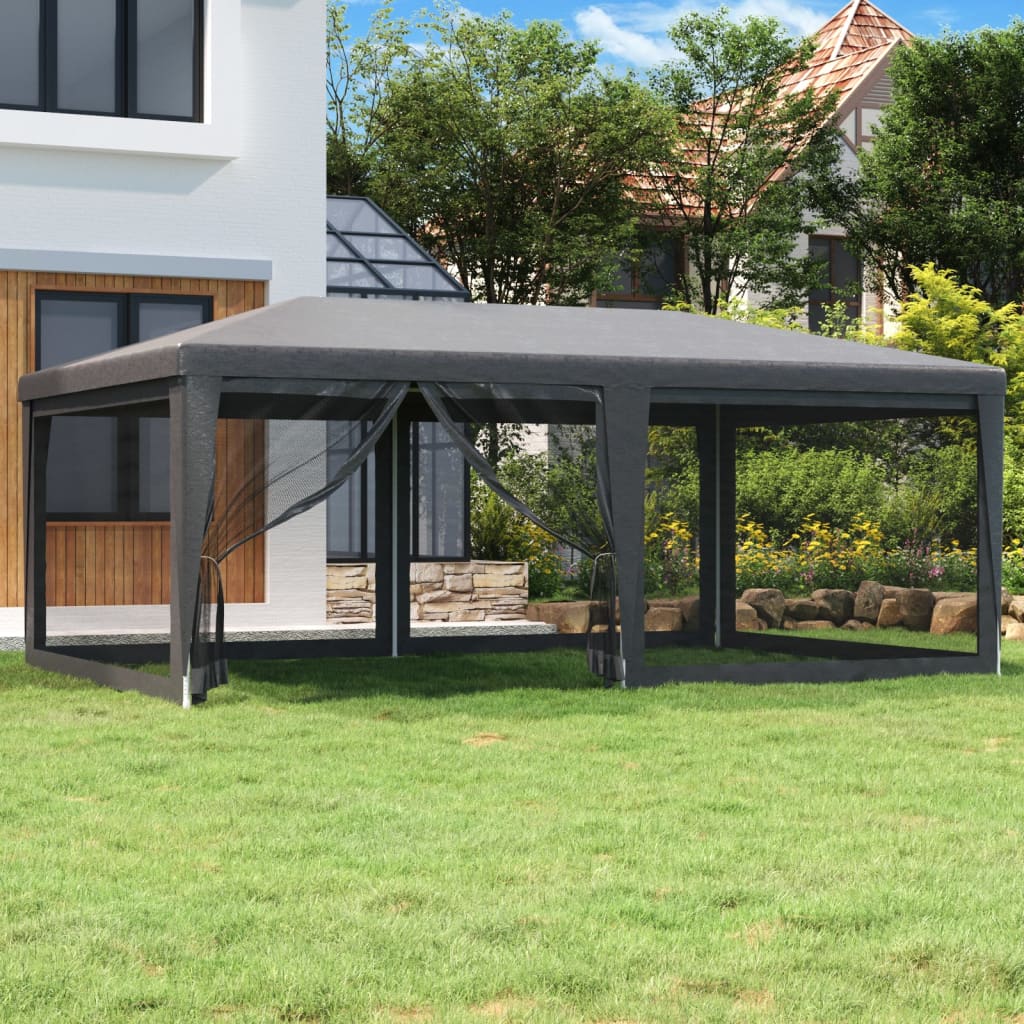 Carpa para fiestas 10 paredes de malla HDPE gris antracita 6x4m