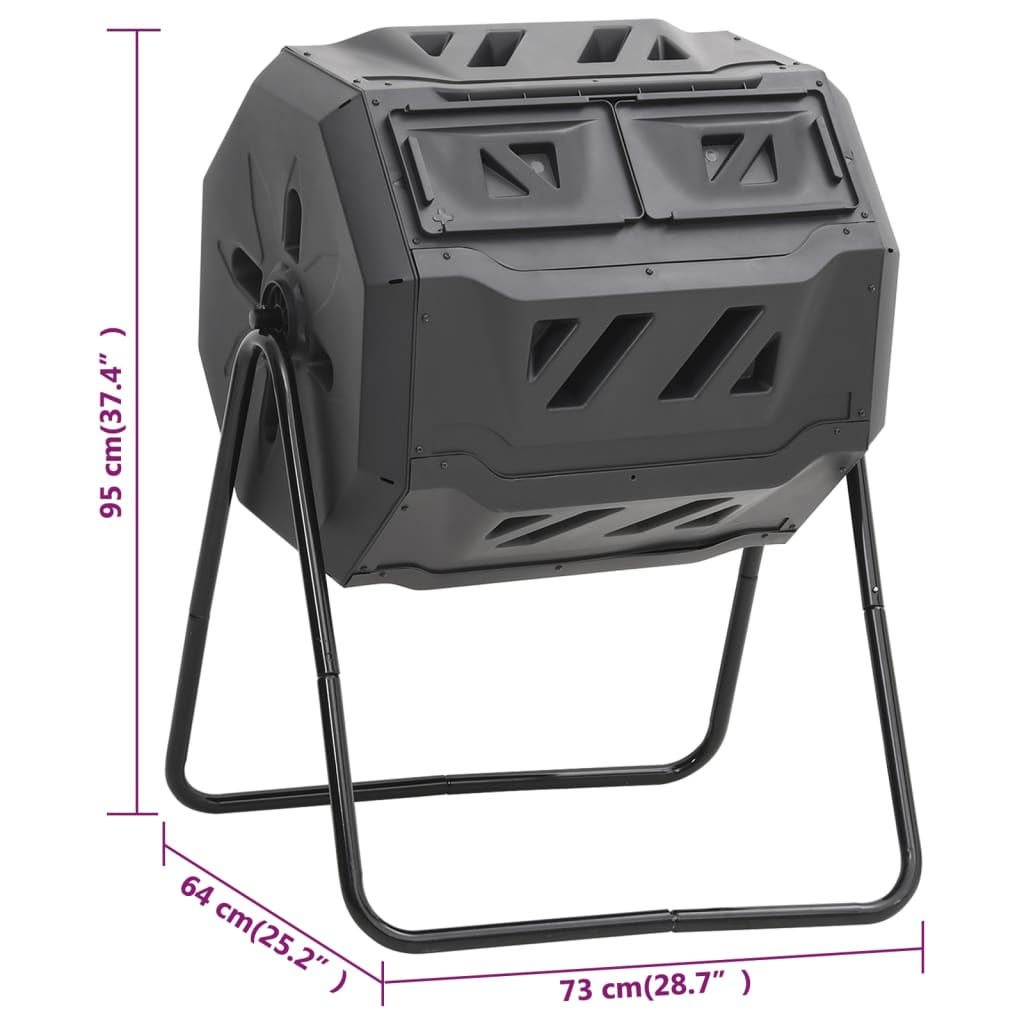 Contenedor de compostaje de jardín negro 73x64x95 cm 160 L