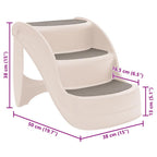 Escalera perros plegable 3 peldaños plástico crema 50x38x38cm