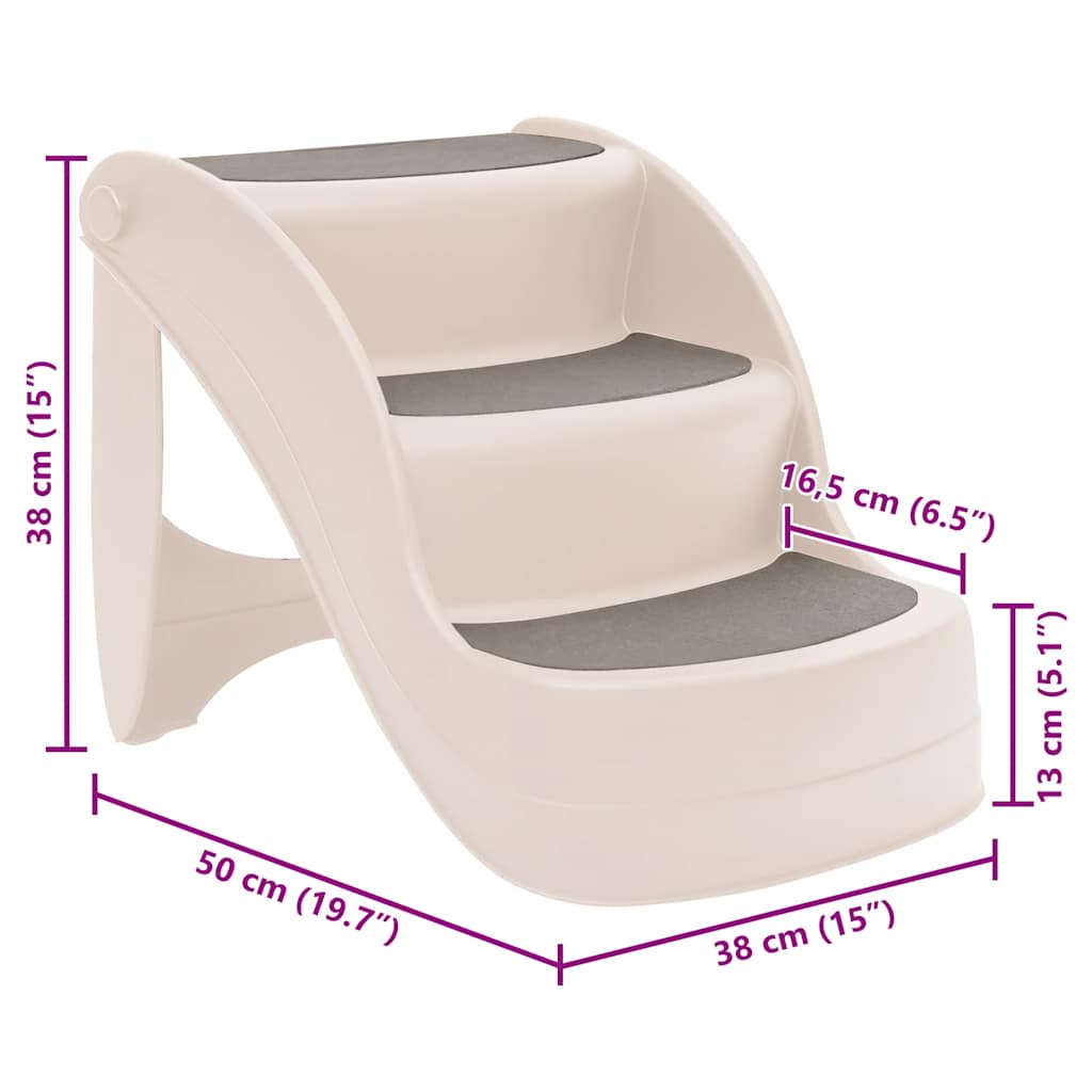Escalera perros plegable 3 peldaños plástico crema 50x38x38cm