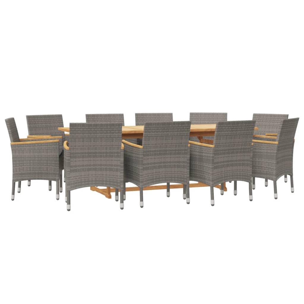 Juego de comedor de jardín 11 piezas con cojines gris