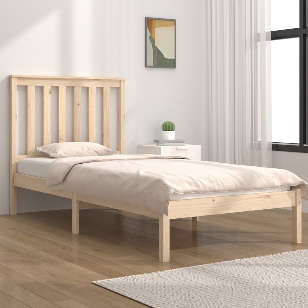 Estructura de cama de madera de pino maciza blanca 140x190 cm
