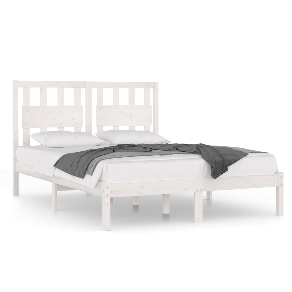 Estructura de cama de madera de pino maciza blanca 140x190 cm