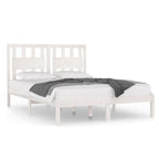 Estructura de cama de madera de pino maciza blanca 140x190 cm