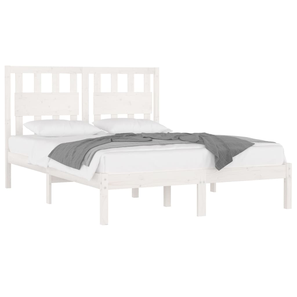 Estructura de cama de madera de pino maciza blanca 140x190 cm