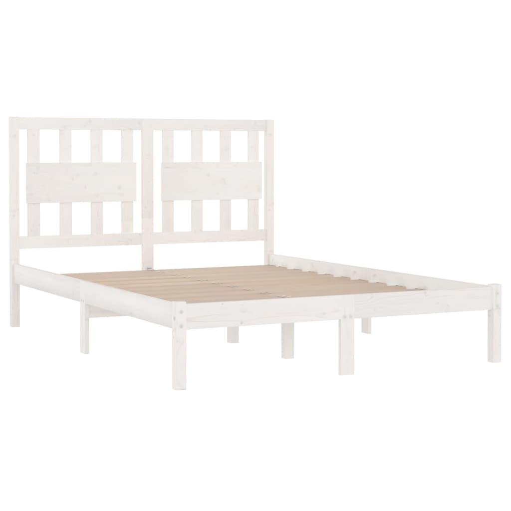 Estructura de cama de madera de pino maciza blanca 140x190 cm