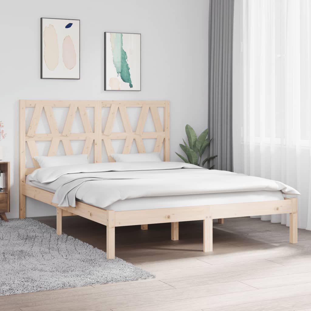 Estructura de cama de madera de pino maciza blanca 140x190 cm