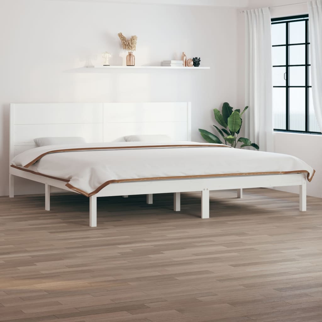 Estructura de cama de madera de pino maciza blanca 140x190 cm