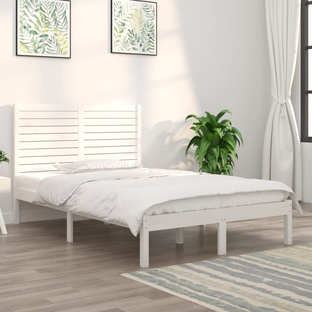 Estructura cama de madera maciza blanca super king 180x200 cm