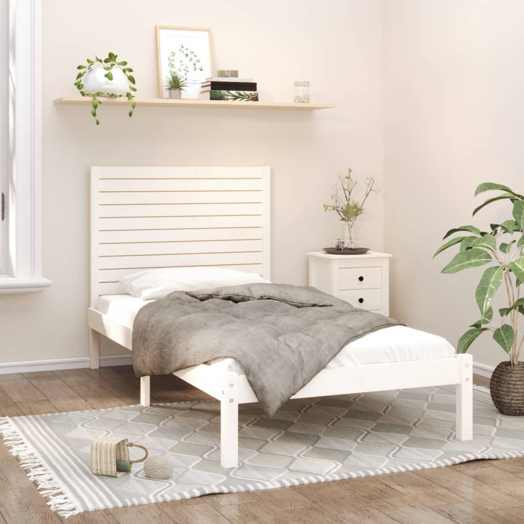 Estructura cama de madera maciza blanca super king 180x200 cm