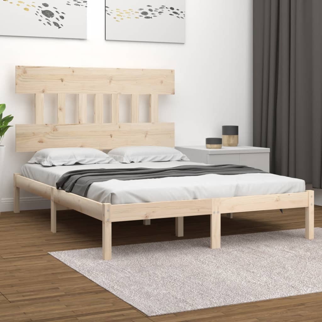 Estructura cama de madera maciza blanca super king 180x200 cm