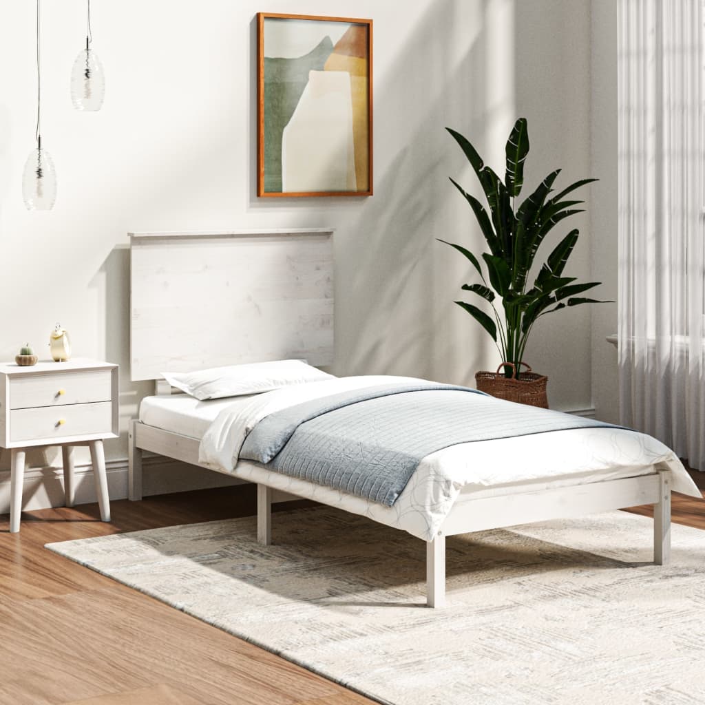 Cama sin colchón madera maciza de pino blanca 180x200 cm