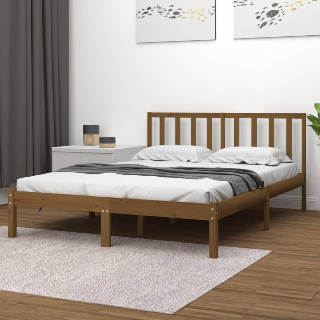 Estructura cama de madera maciza blanca super king 180x200 cm