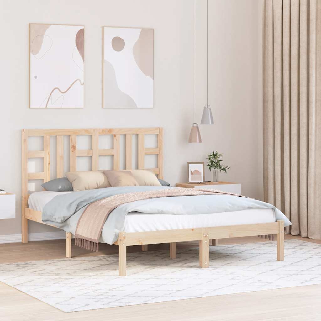 Estructura cama sin colchón madera maciza marrón miel 120x200cm