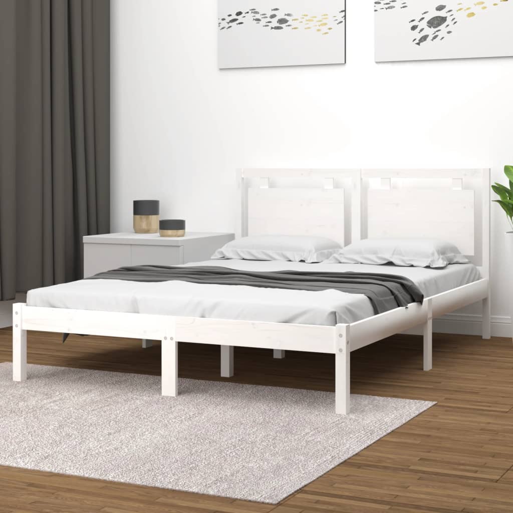 Estructura cama sin colchón madera maciza marrón miel 120x200cm