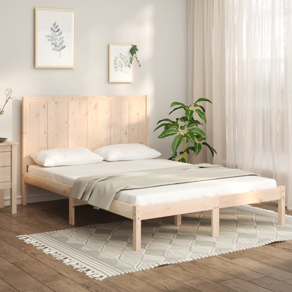 Cama sin colchón madera maciza de pino blanca 180x200 cm