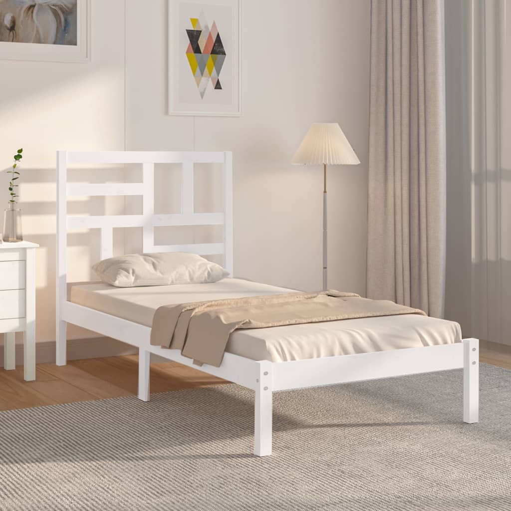Cama sin colchón madera maciza de pino blanca 180x200 cm
